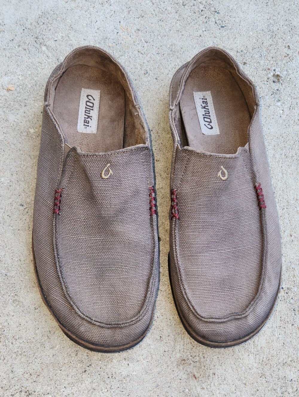 Olukai Moloa Kapa Slip On Canvas Brown Comfort Loafers Men's 12 Eu 45 - Picture 2 of 11